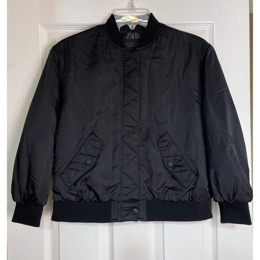 Zara Kids Black Bomber Jacket Ruched Back Quilted Detail Size‎ 2‑3 Years